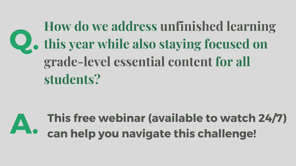 It might be 2023, but educators are still facing the challenge of addressing unfinished learning while also needing to focus on grade-level content. Looking for resources to help? Don't miss this archived webinar: bit.ly/3pPhRLd #teacherchat #edequity