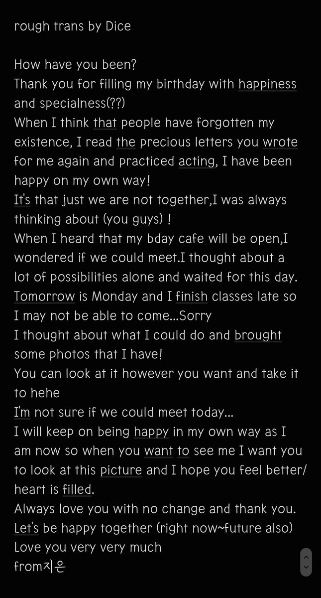 지은 언니가 두고간 편지들..
Eng trans for overseas plorys!
Letters from 지은💜