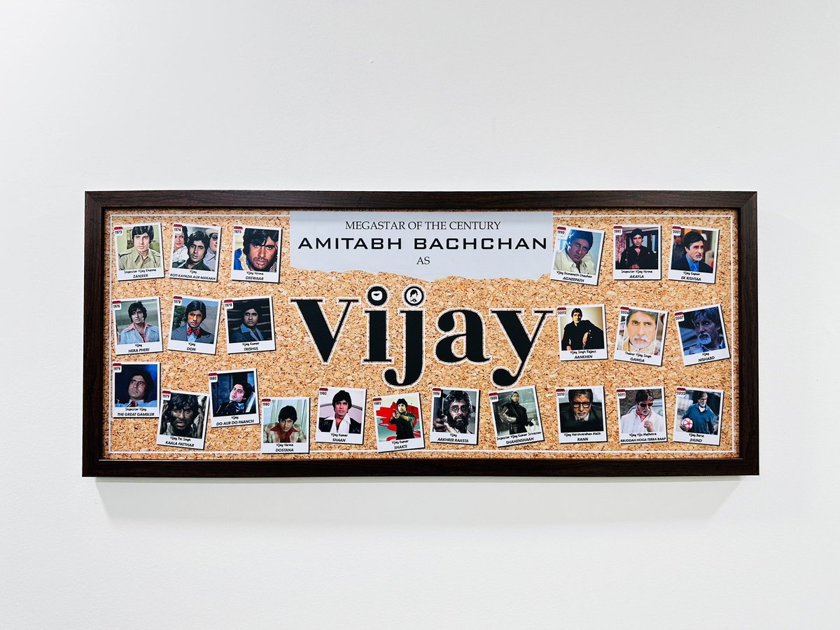 Madan_Chikna's tweet photo. A #FanArt made for my uncle Vijay’s new house with all @SrBachchan movies in which he played a character with name VIJAY. He @HUNJWALA would be over moon if you respond to this fan art. ❤️ #AmitabhBachchanFan https://t.co/Mx6kLFn4SU