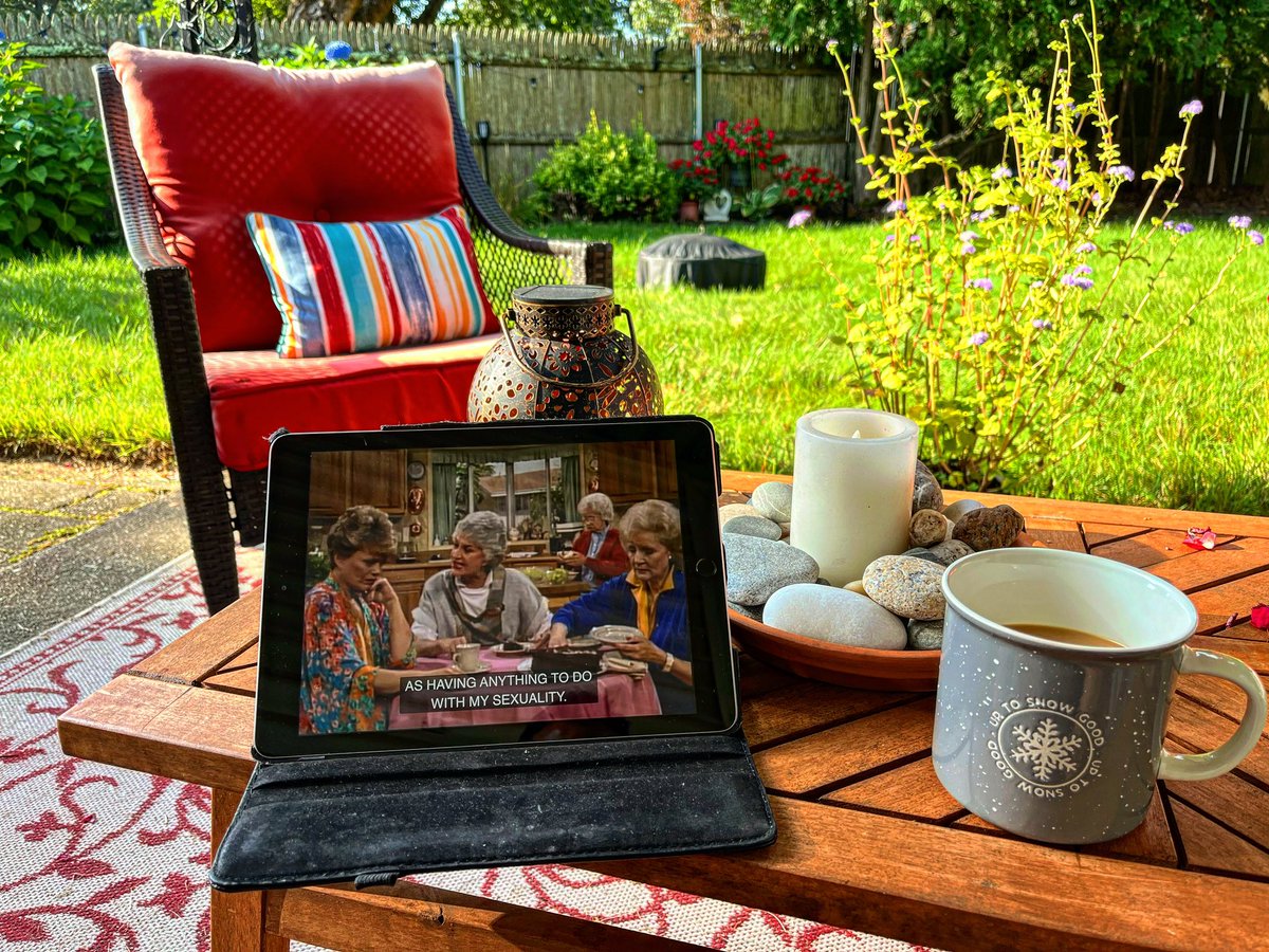 #sundaymornings on the patio with my girls and a coffee. #peacefullife #goldengirls #coffee #patiolife