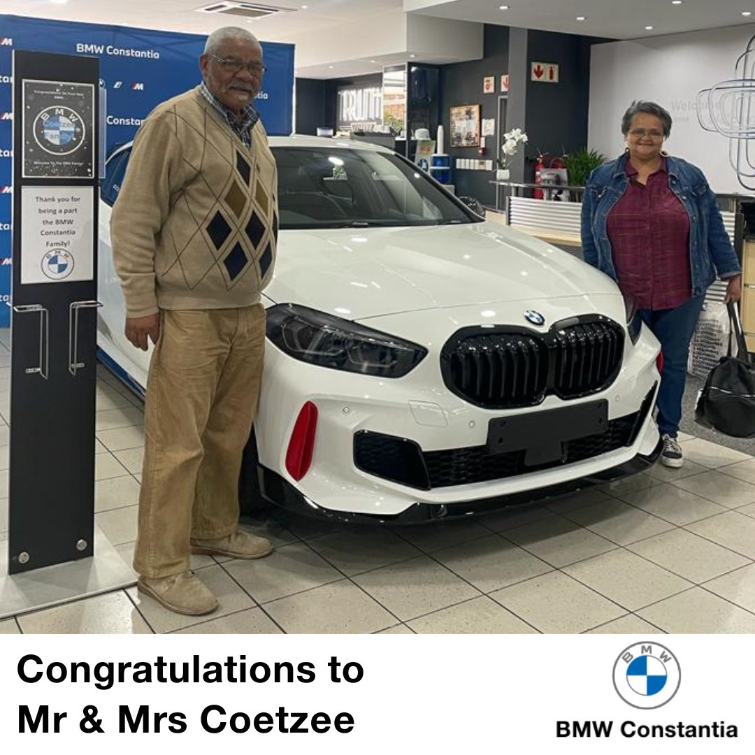 BMWConstantia's tweet photo. Congratulations to Mr &amp; Mrs Coetzee on taking delivery of their BMW 128TI Mzanzi. 

Welcome to the BMW Constantia family! 

Sales Executive: Fabian

#BMWConstantia #Deliveries #BMW https://t.co/Y4HxDy4XV2