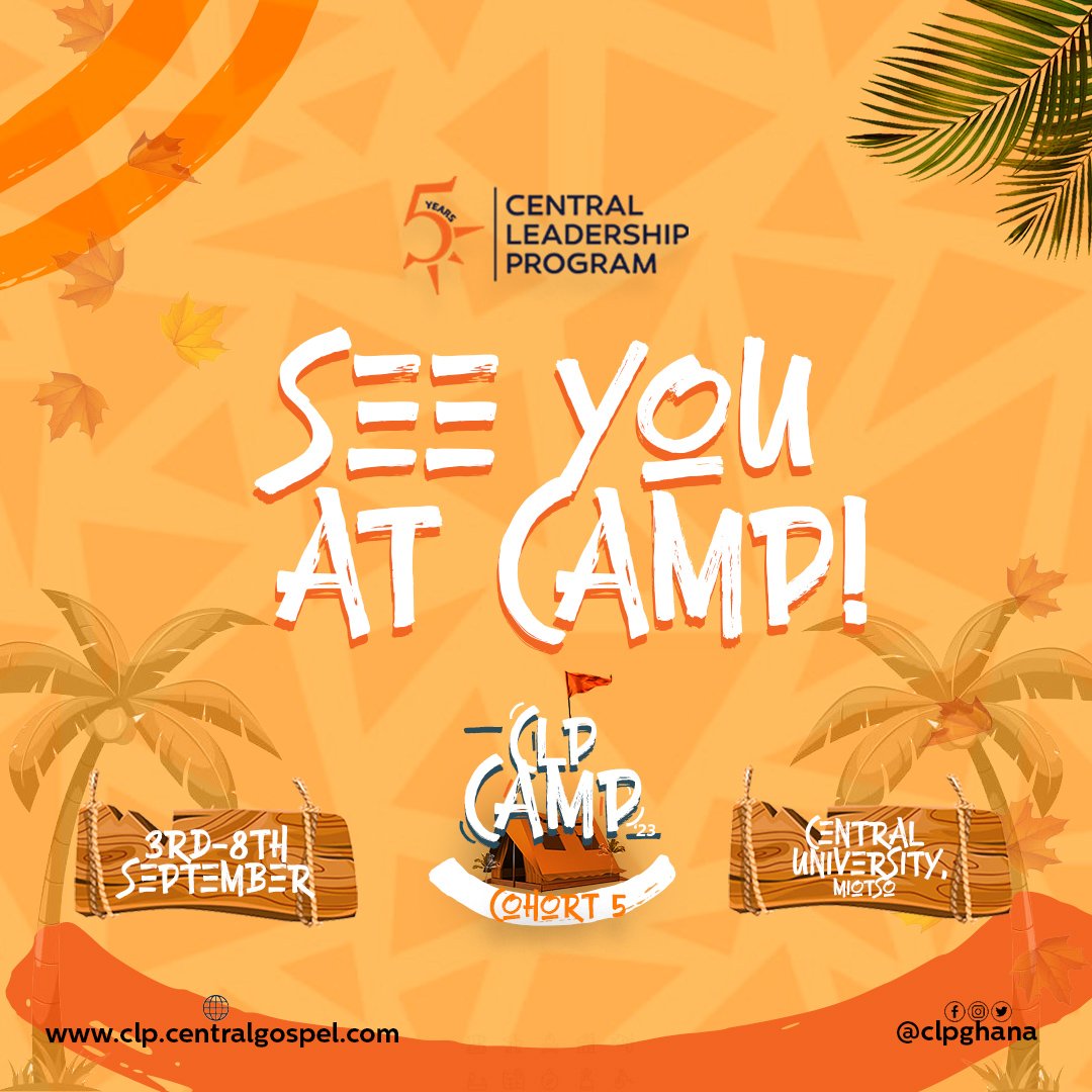 clpghana's tweet image. See you at Camp Fellows!🎉 Get ready for an exciting Leadership journey. Please be on time and safe travels 🧡🧡💫

#CLPcamp23 #seeyouatcamp #clpat5 #cohortfive