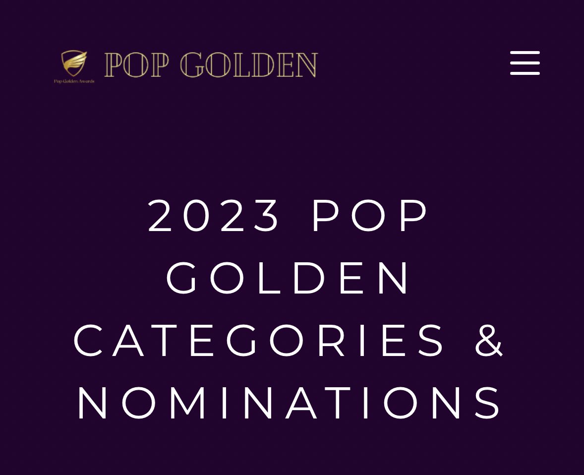[ LIST OF BTS NOMINATIONS ON
2023 POP Golden Awards ]

🔗 vote.popgolden.org

🗳️ Vote via: 
— Twitter hashtag (on reply) 
— App POP GOLDEN

🏆 Category:

2. Golden Korean Artist Of The Year Award
• Jimin
• Jungkook
• V
• Agust D

3. GOLDEN HIP HOP SONG AWARD 
• j-hope -
