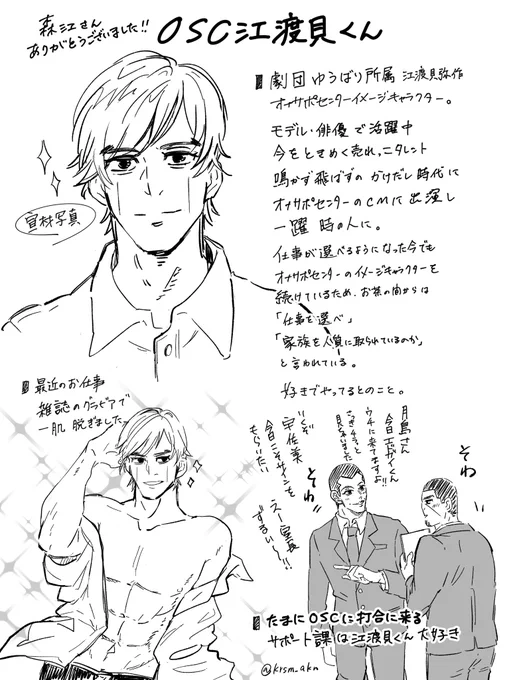 落書きリク「OSCシリーズの誰か」だったので重要人物なのに(重要か??)あんまり描けてないキャラにしよ〜と思ってえどがいくんにしました
森江さんありがとうございました〜!楽しかった! 