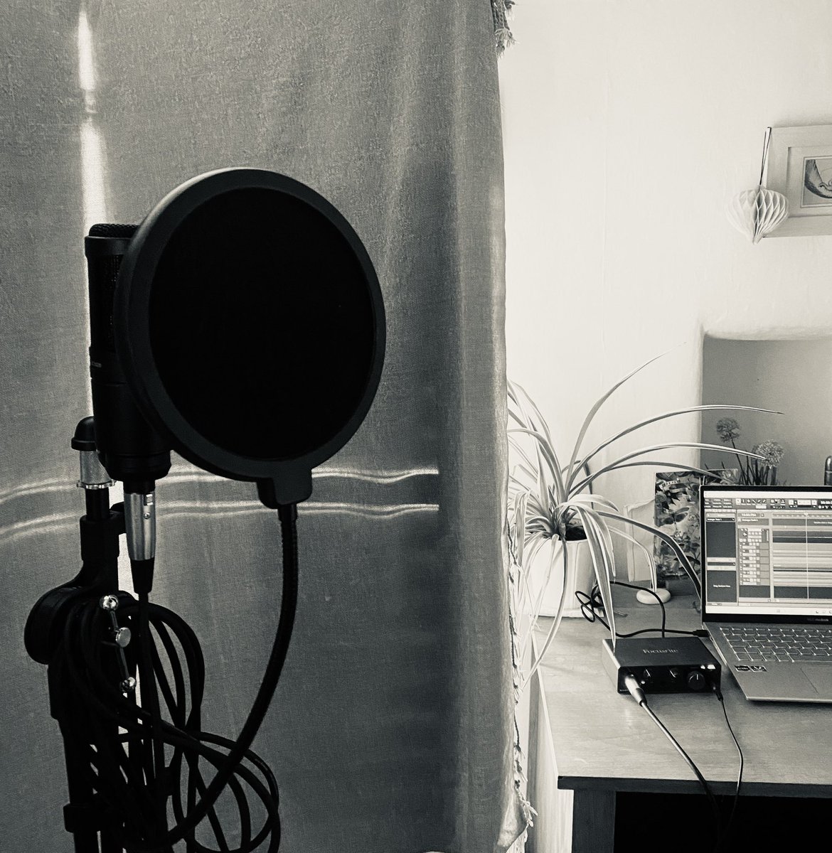 Suns out but I’m inside trying to get some decent vocals down.