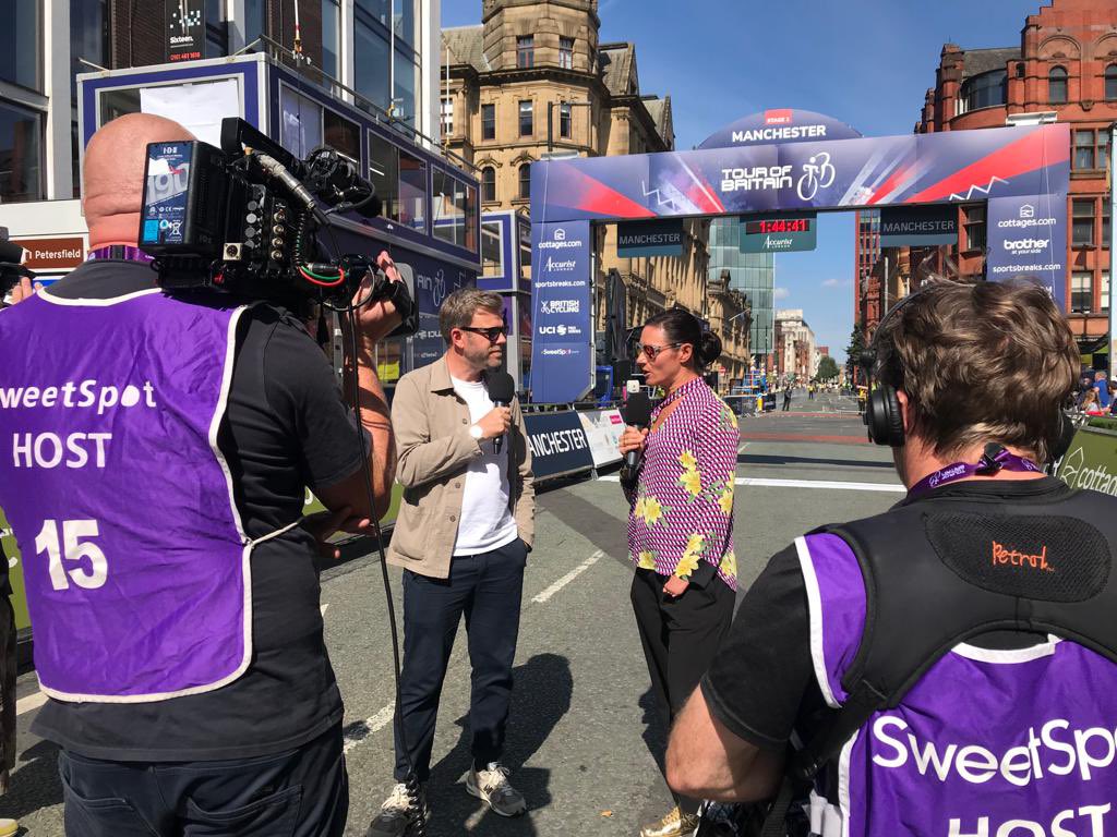 Great to be out on Deansgate here <a href="/TourofBritain/">Lloyds Tour of Britain</a> and chatting about how this race opportunity can bring so many benefits for cycling at all levels. There was a <a href="/WfACharity/">Wheels for All</a> session happening behind the camera while I chatted to <a href="/MattBarbet/">Matt Barbet</a>
