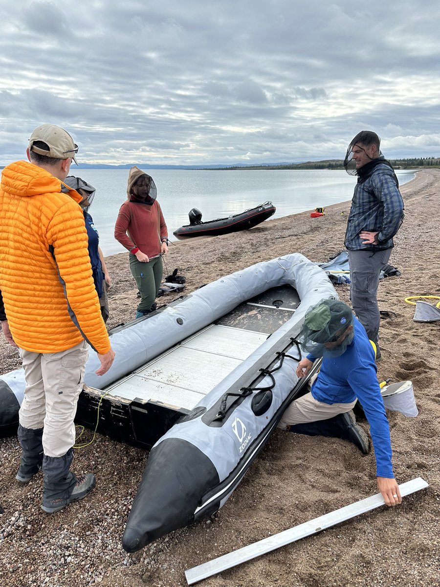 Great weather this morning at Kamestastin Lake. Setting up our boats as we wait for the rest of our team to join us #fieldwork #geology #astronauttraining