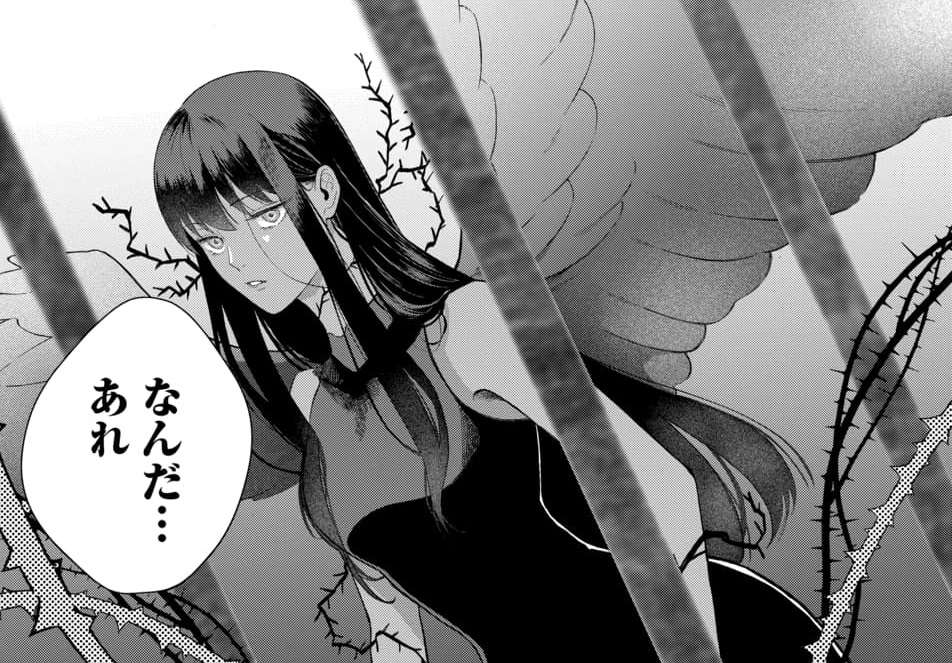 #追放された聖女は捨てられた森で訳アリ美青年を拾う 12話「黒翼」①更新されました!  漆黒の髪と翼、肌や瞳の色も変わり、リアがまるで別人のような姿に…✦✦  🔗mangaparkprod.page.link/B1uU