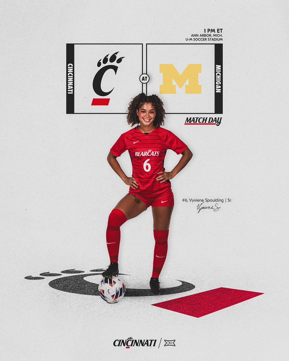 GoBearcatsWSOC's tweet photo. Good morning from Michigan… Its MATCH DAY!!

 🆚 Michigan
🏟U-M Soccer Stadium
⚽️ 1 pm
📺 B1G+
📊 https://t.co/Y1tOEUlpNB

#Bearcats | #WePlayFor3 https://t.co/VUuNsu5q2q