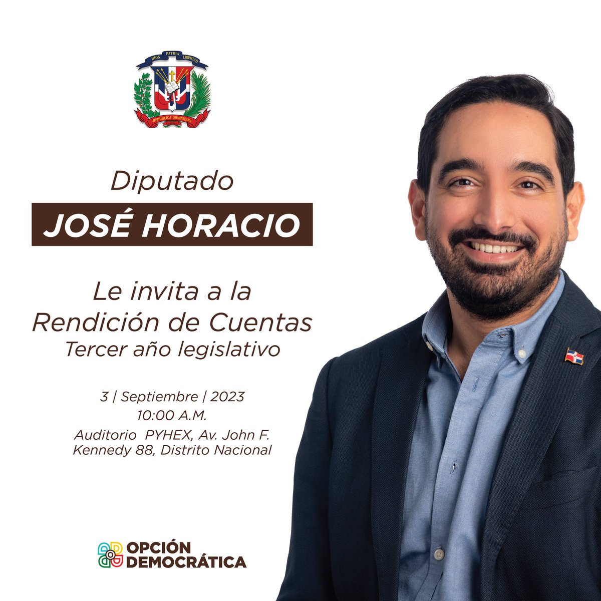 JoseHoracioR's tweet photo. La rendición de cuentas es esencial en la práctica de la #BuenaPolítica. 
Acompáñanos hoy a las ⏱️10:00 a.m. en el 📍Auditorio PYHEX. Tu voz es valiosa para construir #MásBuenaPolítica. 
👐¡Allá te espero! https://t.co/bNmbhVU1Eu