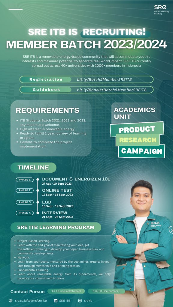 sreitb's tweet photo. [Unlock Your Potential: Member Recruitment Batch 5 SRE ITB 23/24 is Here!]

Greetings Energizens! 🔋☀️

Are you looking to join the forerunner of one of the biggest student organization committed to renewable energy advancement in Indonesia? https://t.co/GtxorLbpyU