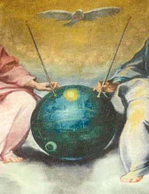 Se ha afirmado que la pintura de  Ventura Salimbeni de 1595, "La glorificación de la Eucaristía", representa a Jesús y a Dios sosteniendo el Sputnik.

Los teóricos de la conspiración han sugerido viajes en el tiempo, ovnis y extraterrestres.