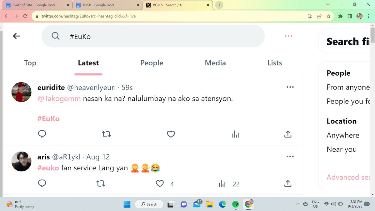 heavenlyeuri's tweet photo. nicheck ko yung hashtag tas nakita ko tweet ni @aR1ykl , fan service nga lang ba tayo @Takogemm ? payag ka non?
#EuKo https://t.co/JaZbmH6qwa