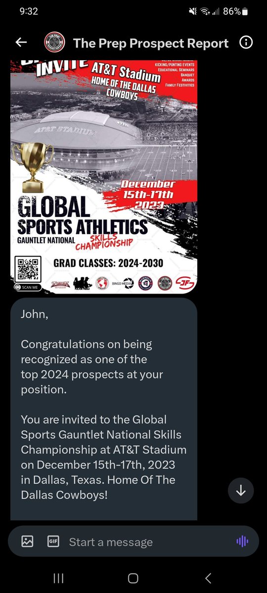 Blessedto be invited to Global sports Athletics GauntletNational <a href="/prepprospect1/">The Prep Prospect Report</a> <a href="/DunnellonFTBL/">Dunnellon High School Football</a> <a href="/Showtime12u/">Maurice jones</a> <a href="/thecoachsutton/">Tommy Sutton</a>