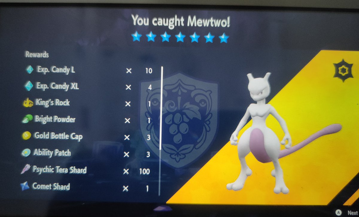 TheWillOfMarco's tweet photo. Caught in on my first raid!!! I'm glad every member of the party knows what they were doing with their Mews LOL.
#Pokemon
#PokemonScarletViolet
#MewtwoRaid https://t.co/ZlPLgtEmPo