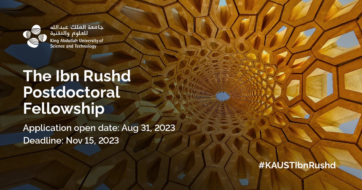 KAUST_News's tweet photo. #KAUST’s prestigious Ibn Rushd Postdoctoral Fellowship Program offers exceptional Saudi Ph.D. students and recent Ph.D. graduates the opportunity to pursue a funded #research #postdoc at globally recognized host institutions.
Apply now! https://t.co/7qJvErUVXO
#KAUSTIbnRushd https://t.co/Zgxha64rFu