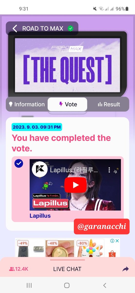 garanacchi's tweet photo. Voting Completed
The Quest
September 3, 2023

#ROAD_TO_KCON #MnetPlus
#KCON #KCONLA2023 #KPOP #Music #Lapillus
 #Kpopidol @offclLapillus 
#라필루스 #KCONLApillus https://t.co/XlBQ2uWpFA