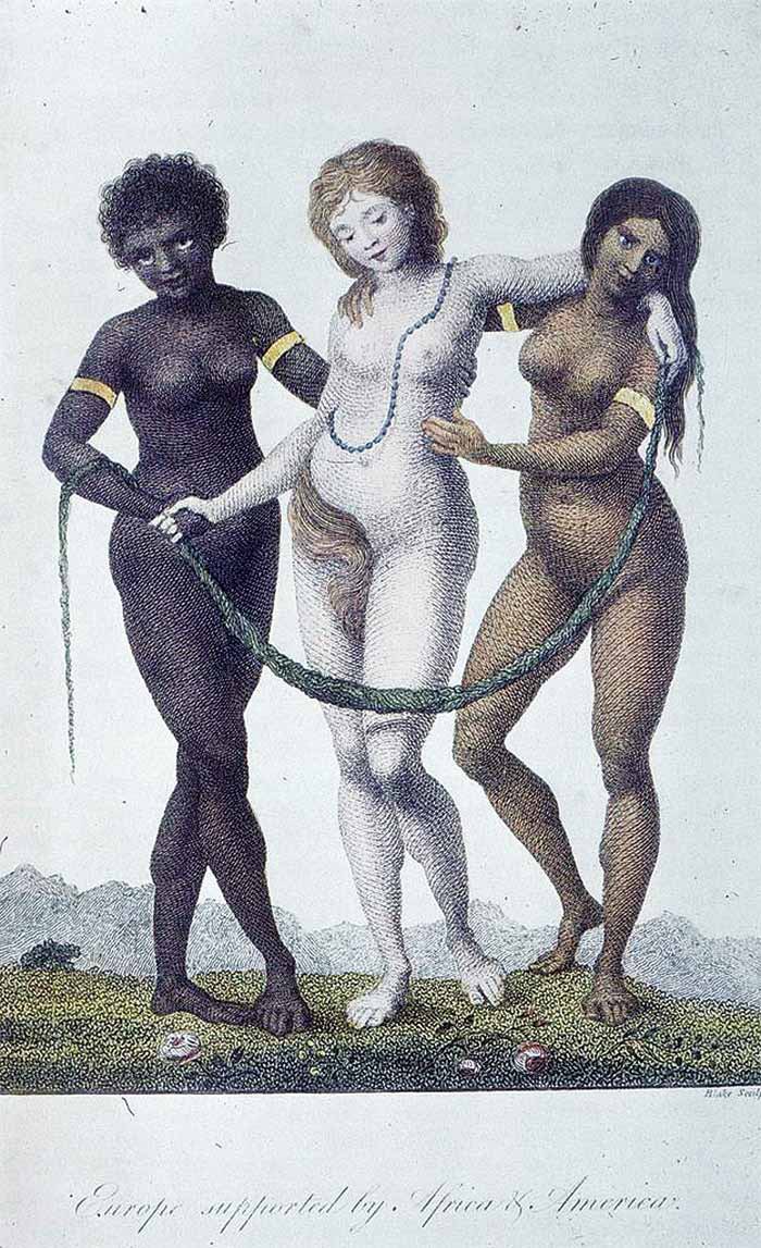 DeepSageApp's tweet photo. Europa sostenida por Africa y América, grabado de William Blake, 1792 Publicado por J. Johnson, St. Paul’s Church Yard, London, Stedman, John Gabriel, 1744-1797. https://t.co/j4pqqwH5bf