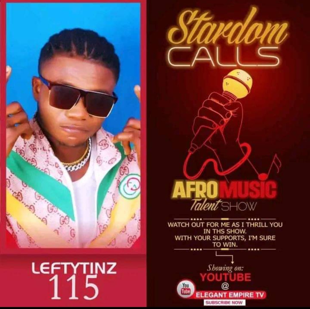 Please kindly cast a vote for LEFTYTINZ to take up the crown on the ongoing afromusic talent show.....with just #500 and more....you can help LEFTYTINZ to stardom.. ND comment with your receipt here families🥰....................   6114864761(opay) mfonobong Godwin akpabio