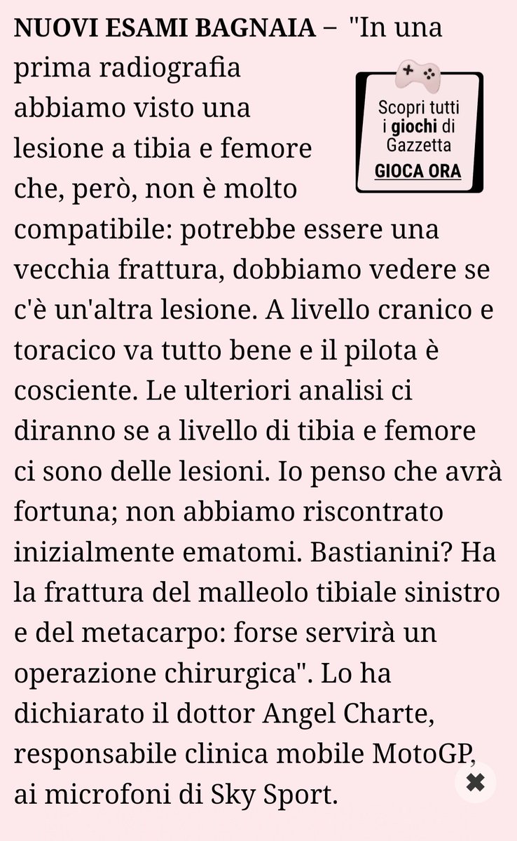 Virus1979C's tweet photo. Le condizioni di #Bagnaia. https://t.co/uCmjsqNoLu