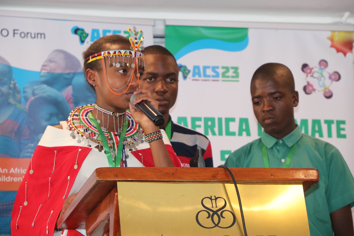 PlanKenya's tweet photo. Happening now: @PlanKenya Country Director @GeorgeOtim and @PlanAULiaison's @DorisMpoumou among the panelists during the Day 2 of the #ChildrenClimateSummit, as they listen to children's recommendations in being involved in decision-making processes in #ClimateChange matters. https://t.co/XePt0Ie8I1