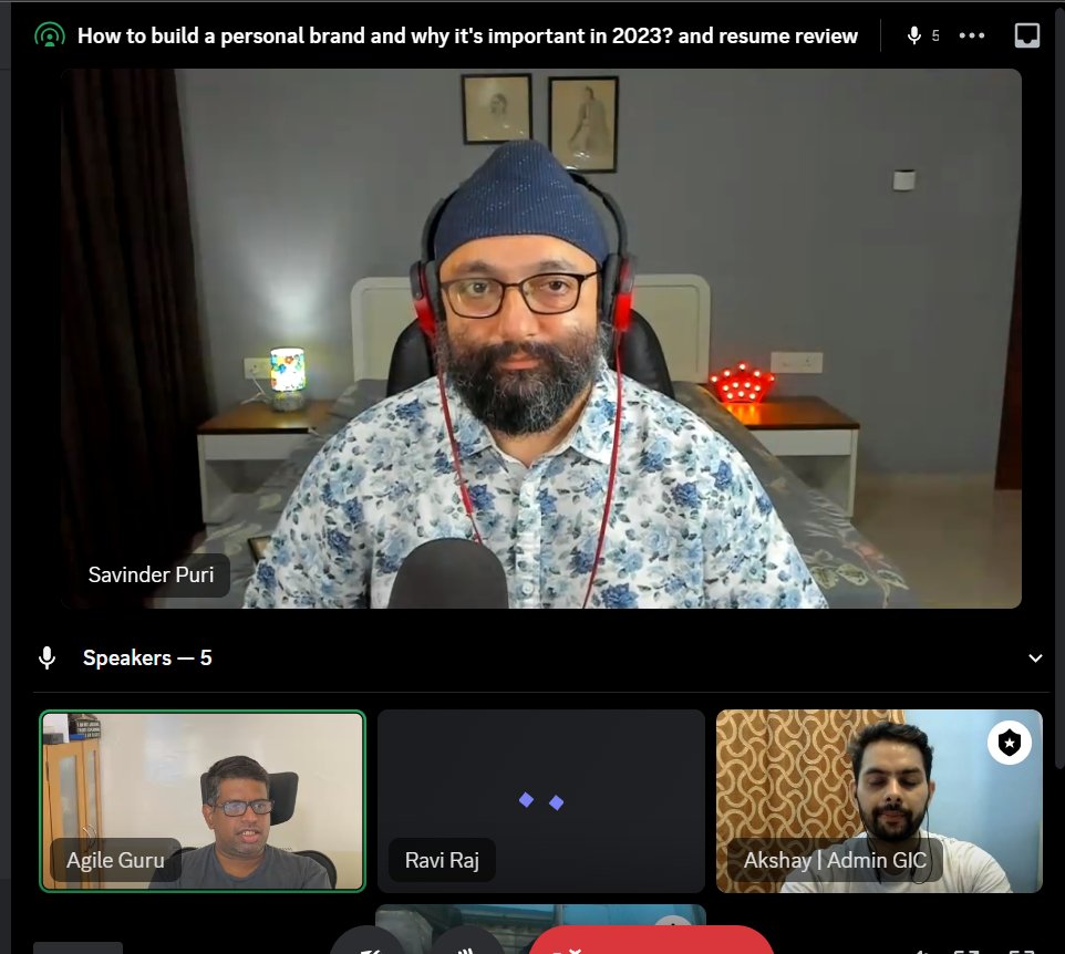 theanantchoubey's tweet image. Learn how to build your own personal brand with @savinderpuri on @GrowInComm Discord Server.

Make sure to join quickly, the session has been started.

#personalbrand #developement #DevOps