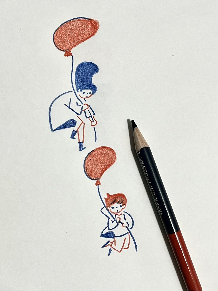 「元気に 赤青鉛筆で描いています 」|ryukuのイラスト