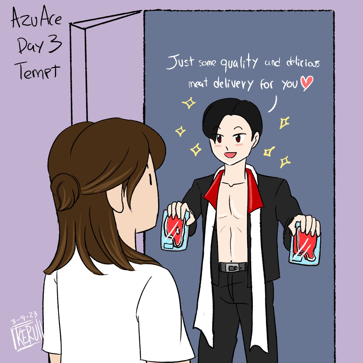 KERUdibuja's tweet photo. Day 3 🐮🦊 - 🥩😋
#AceAzu #AzuAce #therapy #drawingchallenge #kamenridergeats #fanart #deliciousmeat https://t.co/RT1Q70xvNN