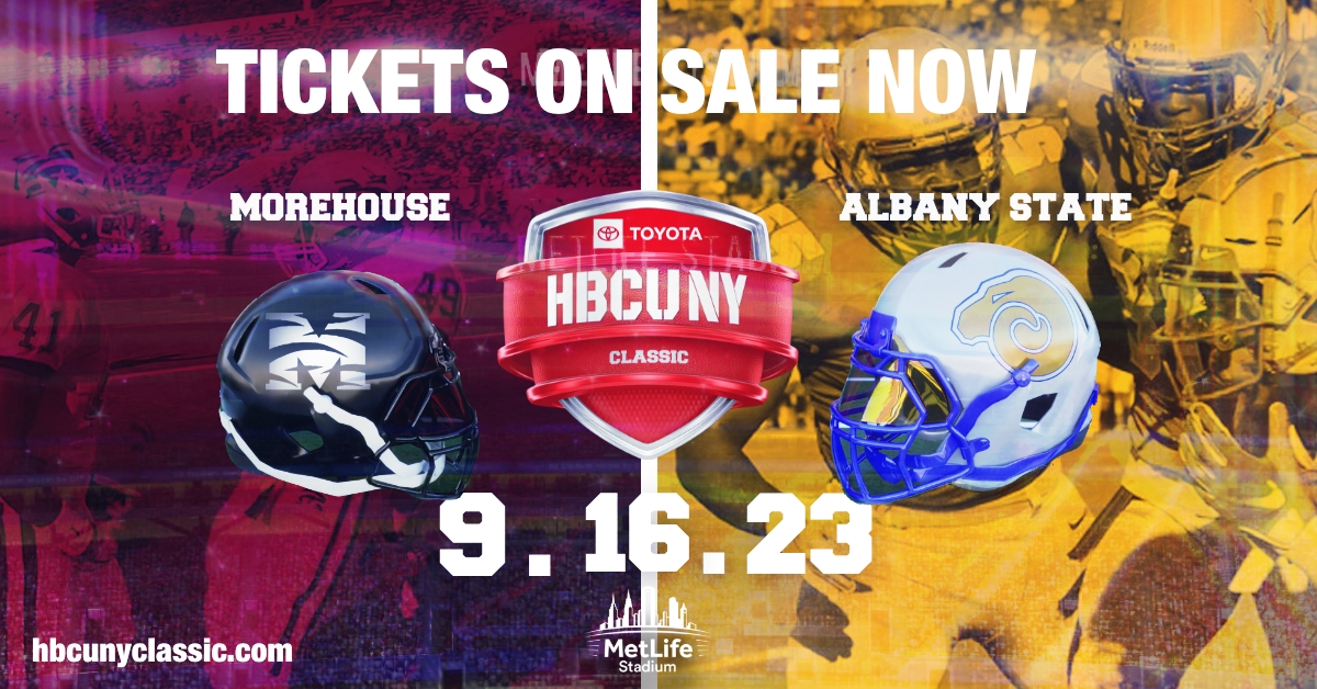 The World’s Largest HBCU Homecoming is back! @asugoldenramsfb & @MorehouseFB are going head to head at this year’s Toyota @HBCUNYClassic at @metlifestadium on 9/16! 🏈 Get ready for that sweet energy that only HBCU's can bring! Get your tix at hbcunyclassic.com