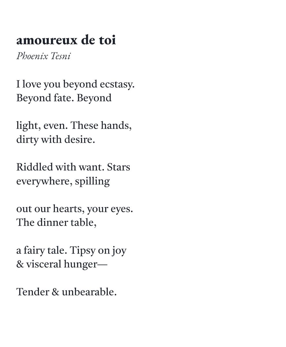 PhoenixTesni's tweet photo. phoenix tesni strikes with another poem about yearning &amp; desire!! i'm so back <3 https://t.co/V9m8xnsCr5