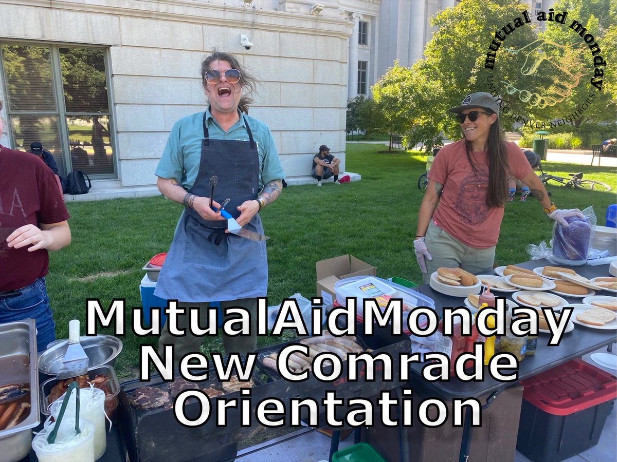 AidMonday's tweet photo. Have you been wanting to get involved with MutualAidMonday? Please join our monthly: MAM New Comrade Orientation 9/4 at 6PM at 14th &amp; Bannock. We will cover: mutual aid 101, MAM Community Agreements, communication, monthly meetings, street outreach, working groups, and more! https://t.co/CPzoWUbIei