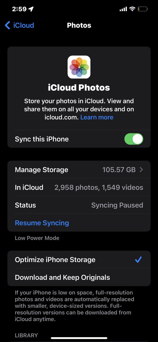 codingadrian's tweet photo. @prileiin Go to your settings ➡️ Tap on your Apple ID ➡️iCloud ➡️Photos then make sure you have optimize iPhone storage selected https://t.co/ejplImetMJ