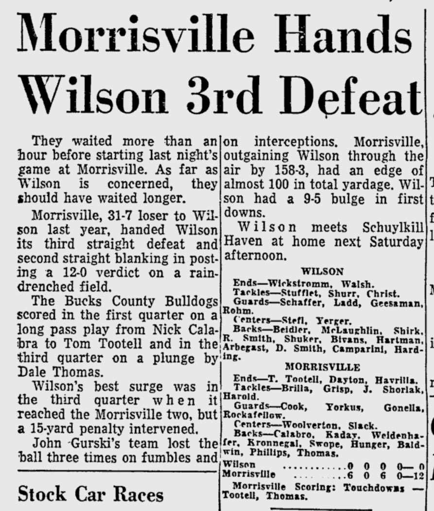 1965 - Losses vs Palmyra, Wilson Boro, and Morrisville, to start the season back when football players were called “gridders” #BerksGameday #LLfootball #LLsports #PAHSFB #WilsonSD