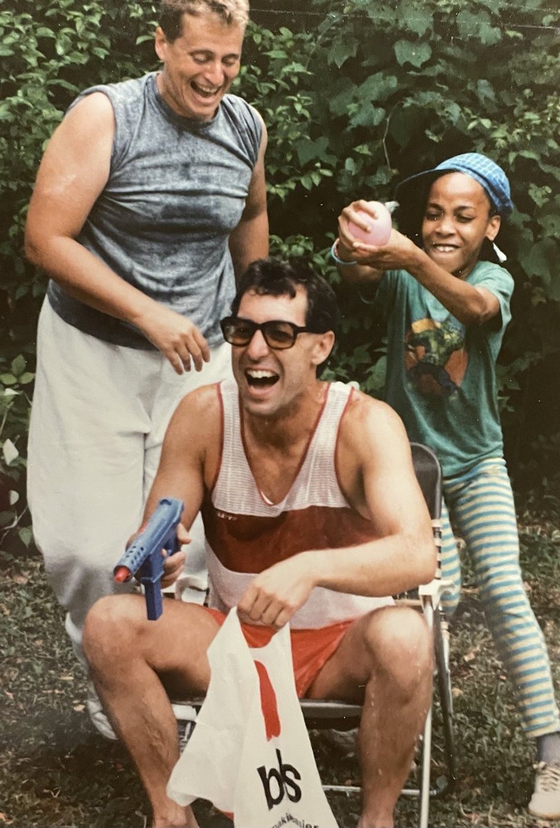 RoomofOnesOwn's tweet image. It is so rare to find photos of queer, especially Trans, elders joyful -- playing! Uninhibited. Not fighting or stern or posed or dead or --

Today I found these pics of Leslie Feinberg in a water balloon fight and promptly cried. Happy belated birthday, Leslie. 🎂🎈❤️‍🔥