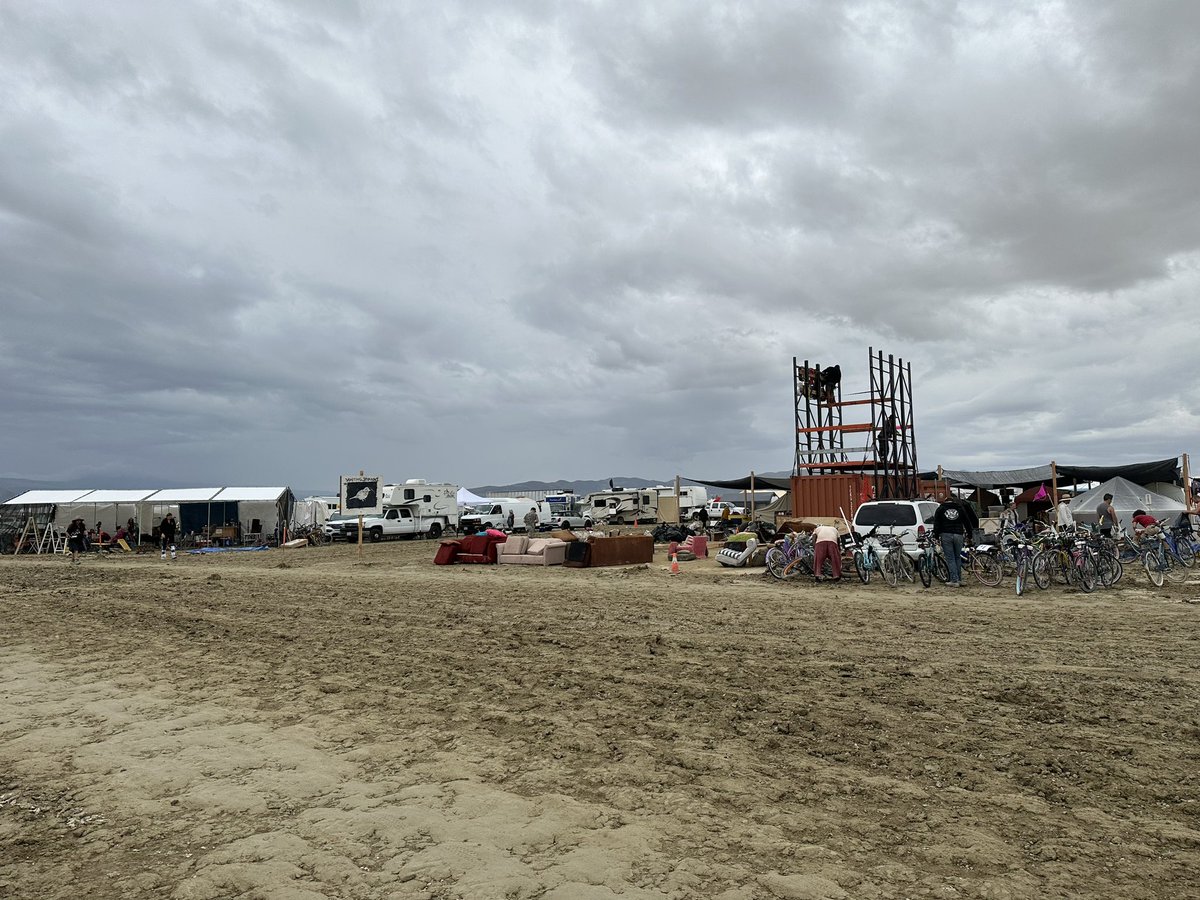 With the roads drying at #BurningMan2023, good progress on striking camps ids being made for now.