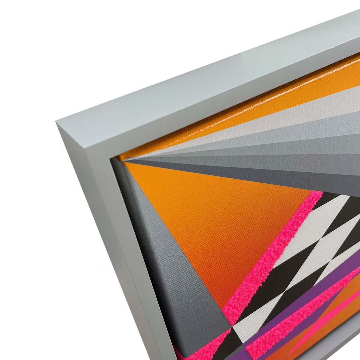 montyart's tweet photo. “Geo #154” of The Geo Series | @montanacans aerosol and @goldenpaints granular gel with UV gloss varnish on canvas | 11.25″w x 11.25"h x 2.25"d | Custom Ash Gray floater frame | Wire and hanging hardware is installed | 1 of 1 | 2023. Visit the •SHOP• on 
https://t.co/6gy88fOgWo https://t.co/Ngr90TyQXJ