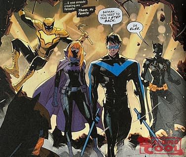 _LilBirdie's tweet photo. So Damian is actually the only batfam member on Bruce's side during Gotham War that’s crazy, they’re really gonna be ALONE in Batman and Robin 💀 https://t.co/O2EFGxlR9N