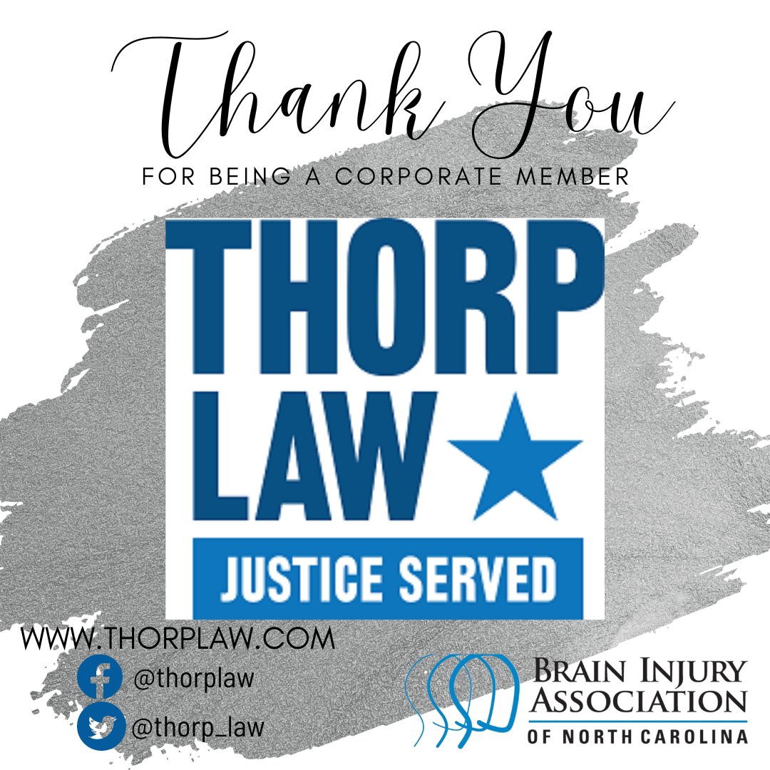Today's #SundayShoutout goes to <a href="/thorp_law/">Thorp Law</a> . Thanks to them, we are able to provide the resources needed to support the brain injury community. If you are interested in becoming a member, send us an email today!