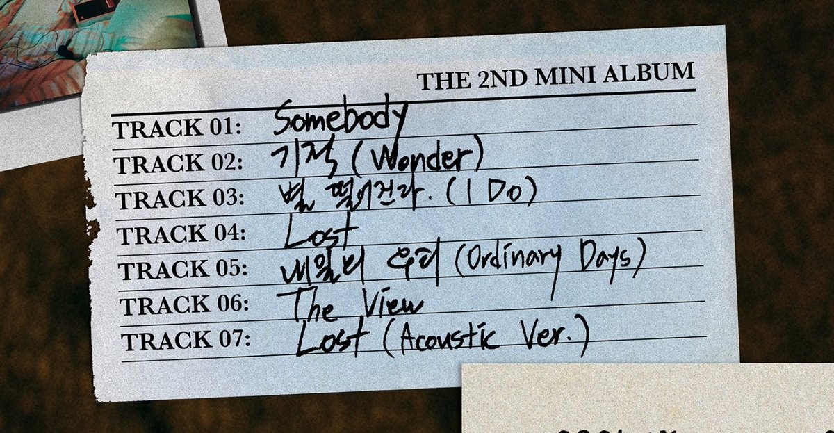 dyonigiri's tweet photo. "기대" tracklist!!!
1. Somebody
2. Wonder
3. I Do
4. Lost
5. Ordinary Days
6. The View
7. Lost (Acoustic Ver)

😭💕💕💕💕
#디오_기대 https://t.co/iMsZhiTVW1