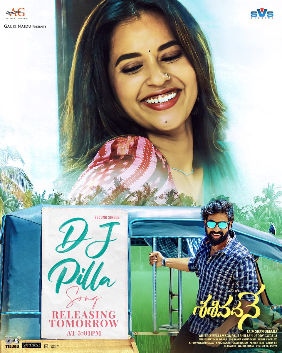 Saravana Vasudevan (@sarva_vasudevan) on Twitter photo Enchanting #DJPilla is ready to mesmerise you❤️✨️
Full Song releasing tomorrow at 5PM😍
ICYMI promo- youtu.be/Pa7lPzTlV80
🎤 #Vaisagh
<a href="/RakshitAtluri/">Rakshit Atluri</a> <a href="/ahiteja/">Ahiteja Bellamkonda</a> <a href="/KomaleePrasad/">Komalee Prasad</a> <a href="/Gauri_Naidu/">Gauri Naidu</a> <a href="/sarva_vasudevan/">Saravana Vasudevan</a> <a href="/shriesaidaara/">Shrie Saikumaar Daara</a> <a href="/UbbanaSaiMohan/">Saimohan ubbana</a> <a href="/Agfilmcompany/">agfilmcompany</a> #AbhilashReddy Enchanting #DJPilla is ready to mesmerise you❤️✨️
Full Song releasing tomorrow at 5PM😍
ICYMI promo- youtu.be/Pa7lPzTlV80
🎤 #Vaisagh
<a href="/RakshitAtluri/">Rakshit Atluri</a> <a href="/ahiteja/">Ahiteja Bellamkonda</a> <a href="/KomaleePrasad/">Komalee Prasad</a> <a href="/Gauri_Naidu/">Gauri Naidu</a> <a href="/sarva_vasudevan/">Saravana Vasudevan</a> <a href="/shriesaidaara/">Shrie Saikumaar Daara</a> <a href="/UbbanaSaiMohan/">Saimohan ubbana</a> <a href="/Agfilmcompany/">agfilmcompany</a> #AbhilashReddy