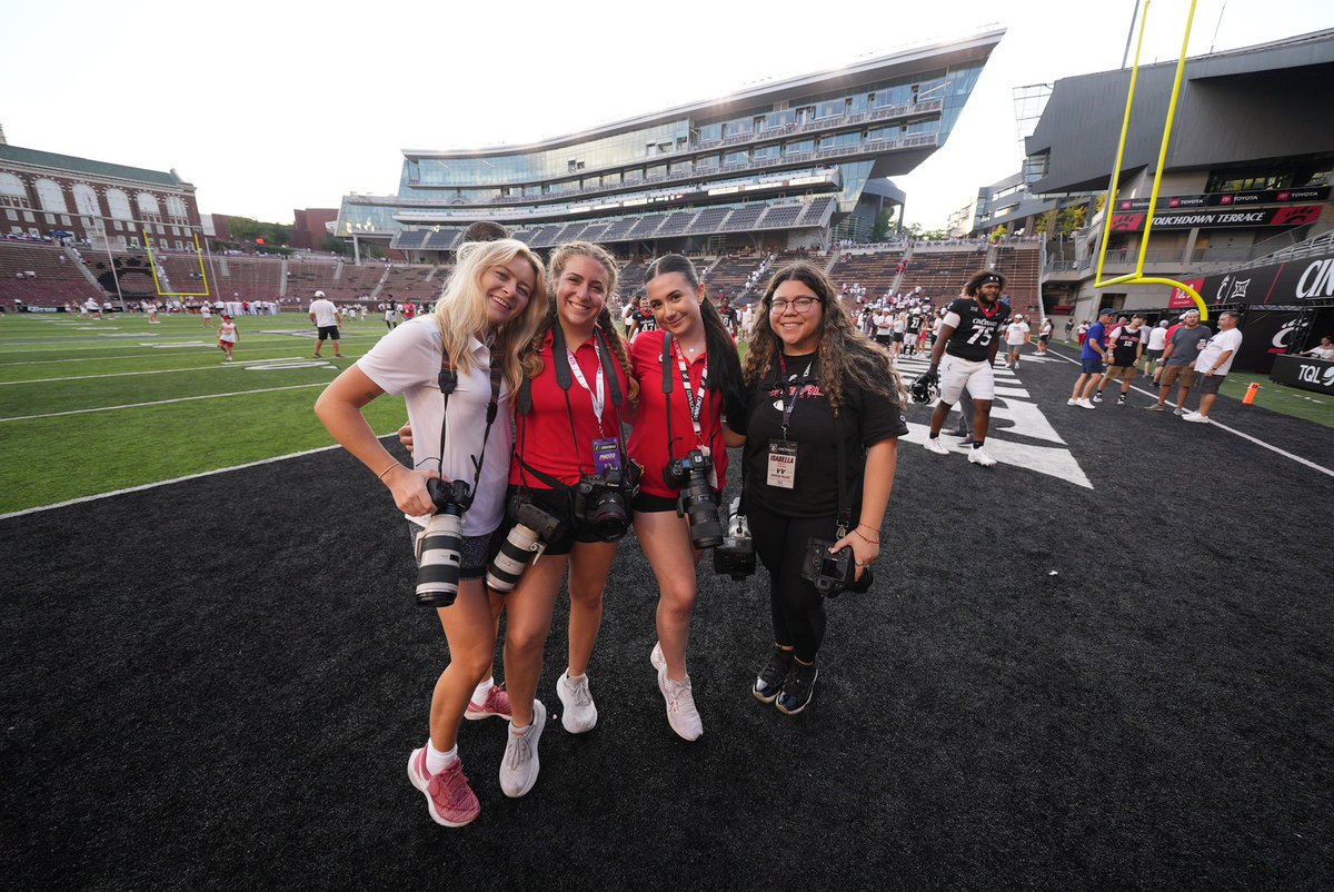 shotbycara's tweet photo. happy first game day! i am so incredibly thankful for being able to work with this group @BearcatsDigital https://t.co/wQZsDqdz52