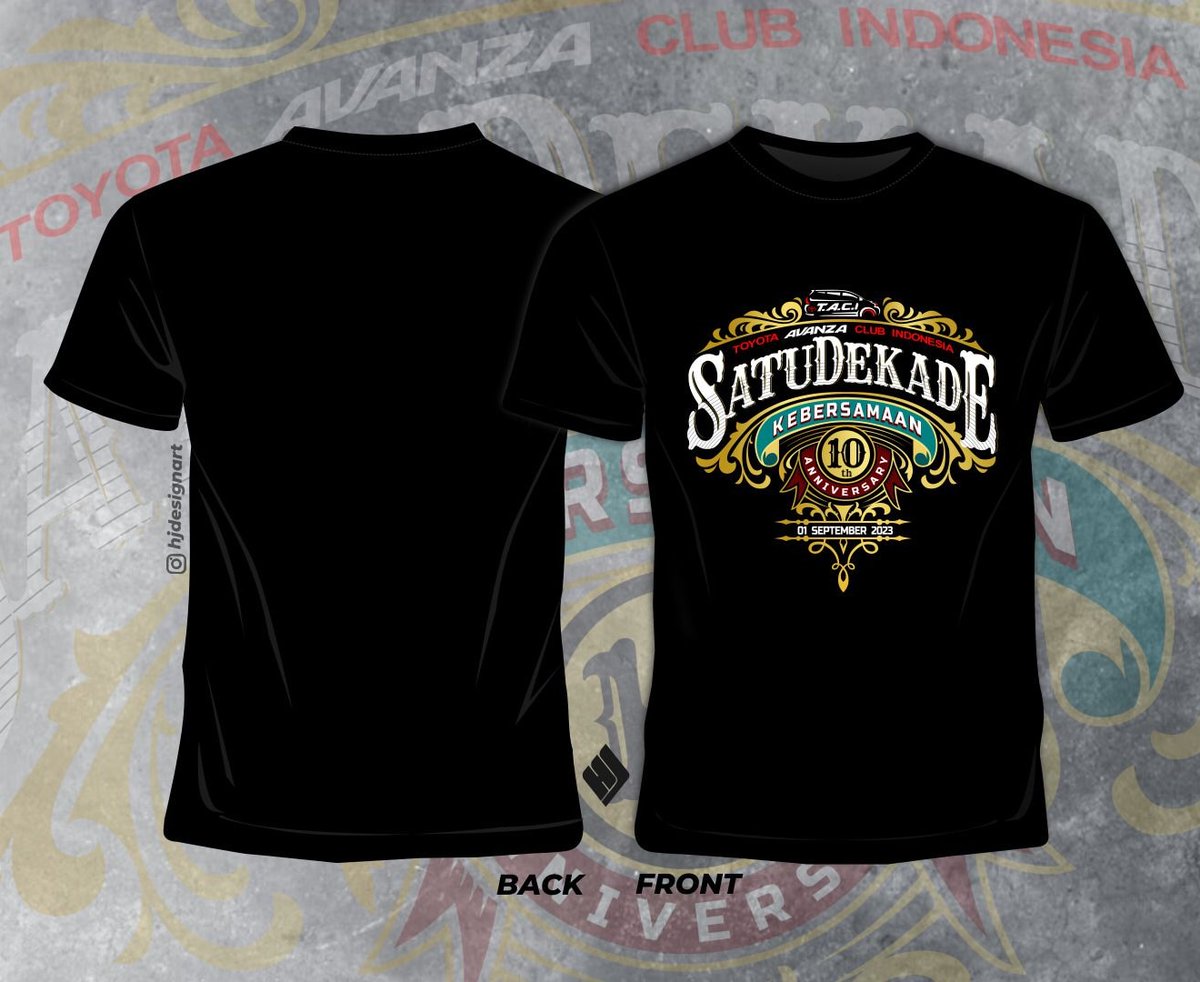 AvanzaClub_ID's tweet image. Kaos official 1 dekade TACI for member TACI. Pemesanan hubungi pengurus chapter, jika tidak ada hubungi Divisi Marchandise Pusat.
#sepuluhtahuntaci #SatuDekadeKebersamaanTACI #ToyotaAvanzaClubIndonesia #DrivingWithManners #toyota #avanza #LetsGoBeyond #AlwaysDriveSafely