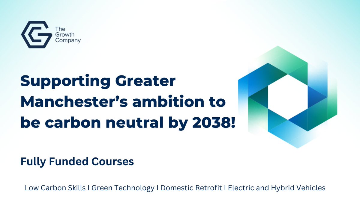 We're supporting Greater Manchester's ambition to be carbon-neutral by 2038 💚

Start your Journey to Net Zero. 🍃

Check out our Cut Carbon Cut Costs webinar series here ow.ly/VnBB50PFQHF

#SkillsForGrowthGM