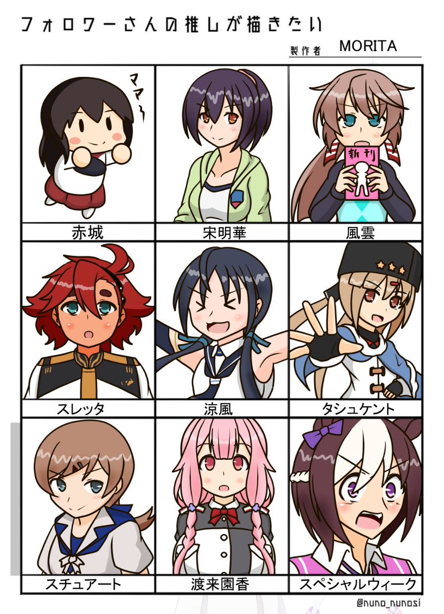 お待たせしました!色んなキャラを描くのは楽しかったです。
リクエストしてくださったフォロワーの皆様、ありがとうございました^^ 