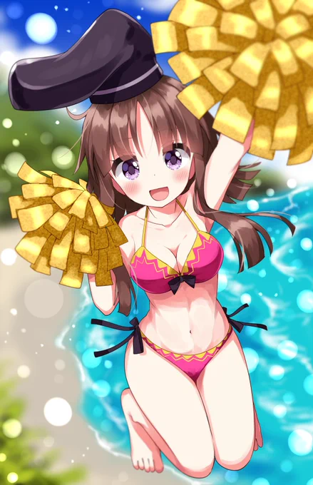 2069日目 発育良さげな派手なチア水着の里乃ちゃん
