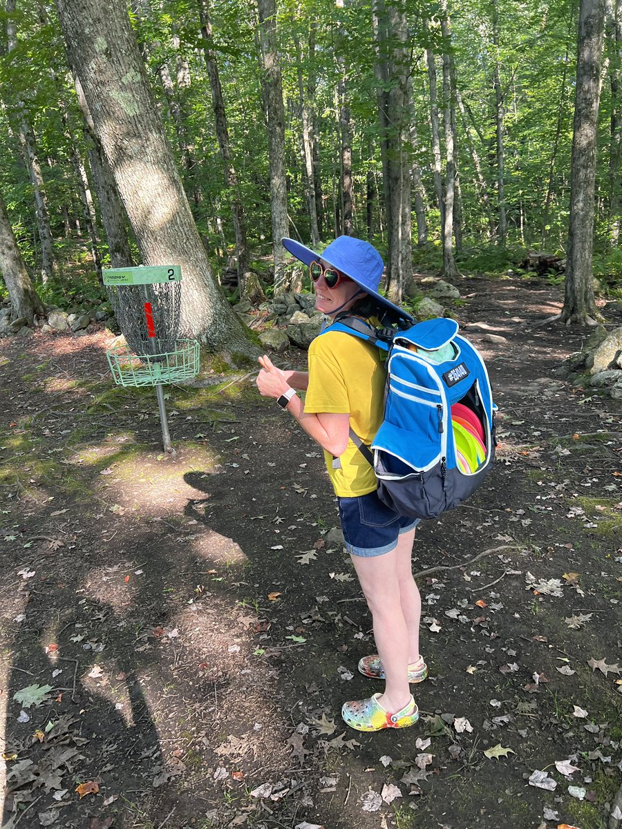 Erin got me a snazzy new disc golf bag and caddied for me this morning to celebrate our 18th anniversary!