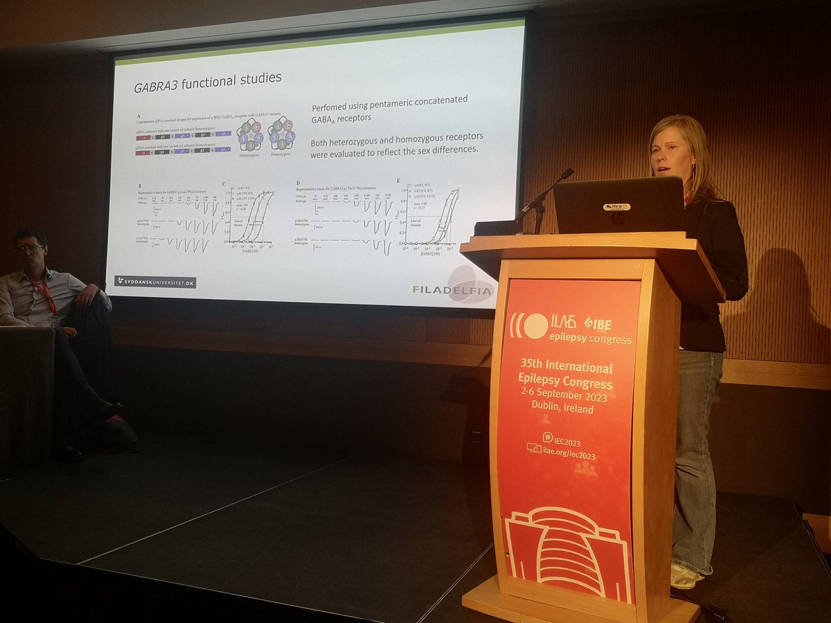 A really original genetic study of its kind, presented by @Katrine92658231, shows the broad phenotypic spectrum of GABRA3 related disorders can be explained by sex and function effect of the #GABRA3 variants. @IlaeWeb #ILAE #IEC2023 @FiladelfiaGene1 @Philip_K_Ahring