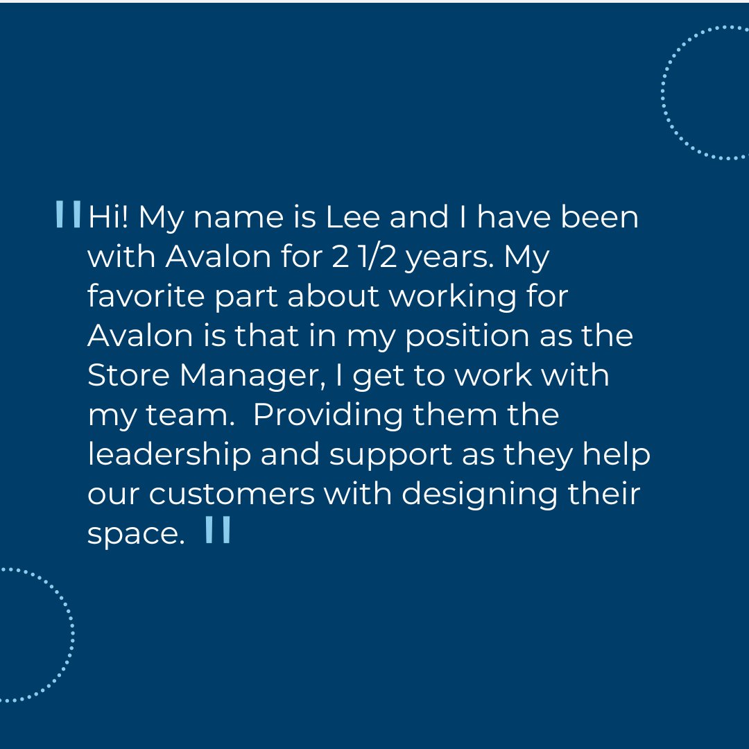 In the spotlight today is one of our Store Managers from our Toms River location - Lee. Your dedication to the growth and development of your team is appreciated, Thank you! #WeAreAvalon #MoreThanFlooring