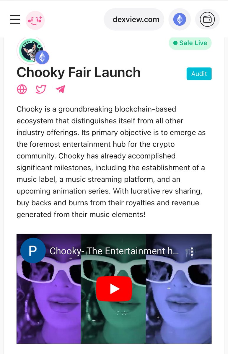 Personally bought @Chookyinu $CHOO presale that currently live & ending in less than 3 hours. Their v1 did from $30k to $5m on the 1st day, so high expectations for this V2 launch which focus more on entertainment ecosystem. Chooky is a rev-sharing project, using the revenue…