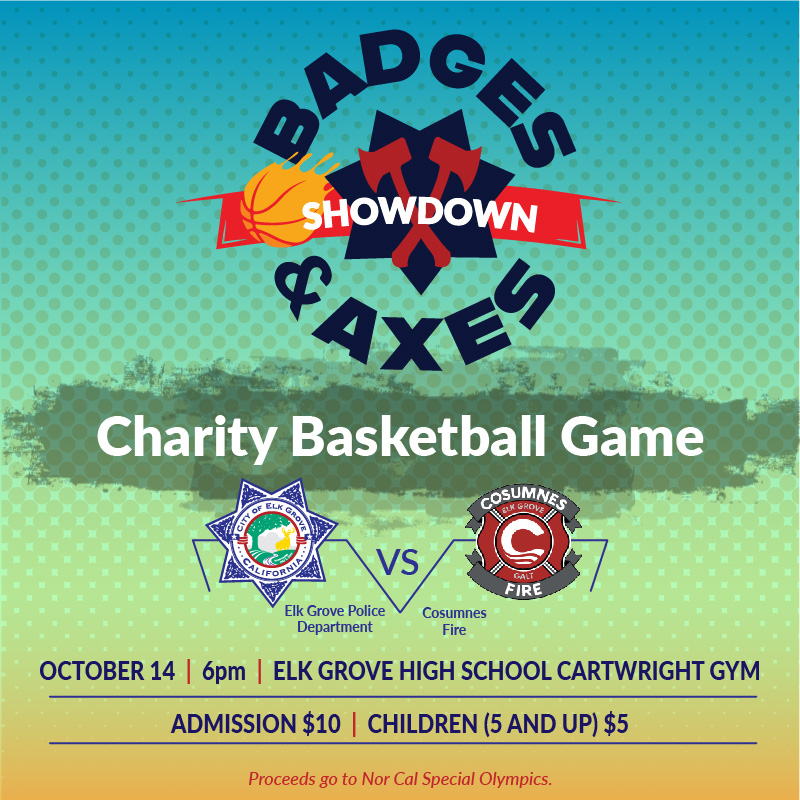 🚨Save the Date- You are not going to want to miss this! The Elk Grove Police Department will take on the <a href="/CosumnesFire/">Cosumnes Fire Dept.</a> when we hit the courts blazing in a friendly basketball competition. Bragging rights for best on the courts and on the streets are on the line. We will have